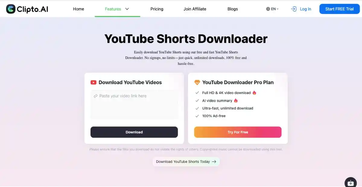 clipto Yt Shorts Downloader