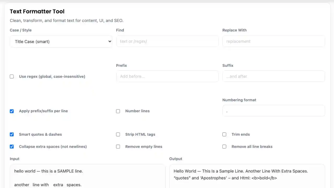 online text formatter tool